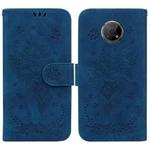 For Nokia G300 Butterfly Rose Embossed Leather Phone Case(Blue)