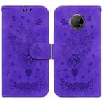 For Nokia G300 Butterfly Rose Embossed Leather Phone Case(Purple)