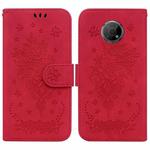 For Nokia G300 Butterfly Rose Embossed Leather Phone Case(Red)