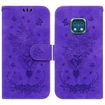 For Nokia XR20 Butterfly Rose Embossed Leather Phone Case(Purple)