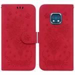 For Nokia XR20 Butterfly Rose Embossed Leather Phone Case(Red)