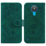 For Nokia 1.4 Butterfly Rose Embossed Leather Phone Case(Green)