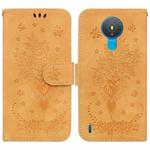 For Nokia 1.4 Butterfly Rose Embossed Leather Phone Case(Yellow)