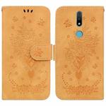 For Nokia 2.4 Butterfly Rose Embossed Leather Phone Case(Yellow)
