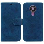 For Nokia 3.4 Butterfly Rose Embossed Leather Phone Case(Blue)