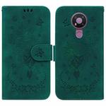 For Nokia 3.4 Butterfly Rose Embossed Leather Phone Case(Green)