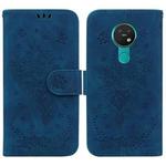 For Nokia 6.2 / 7.2 Butterfly Rose Embossed Leather Phone Case(Blue)