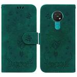 For Nokia 6.2 / 7.2 Butterfly Rose Embossed Leather Phone Case(Green)