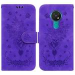 For Nokia 6.2 / 7.2 Butterfly Rose Embossed Leather Phone Case(Purple)