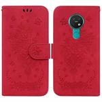 For Nokia 6.2 / 7.2 Butterfly Rose Embossed Leather Phone Case(Red)