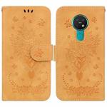 For Nokia 6.2 / 7.2 Butterfly Rose Embossed Leather Phone Case(Yellow)