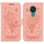 For Nokia 6.2 / 7.2 Butterfly Rose Embossed Leather Phone Case(Pink)