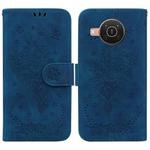 For Nokia X10 / X20 Butterfly Rose Embossed Leather Phone Case(Blue)