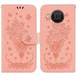 For Nokia X10 / X20 Butterfly Rose Embossed Leather Phone Case(Pink)
