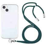 For iPhone 13 mini Lanyard Transparent TPU Phone Case (Deep Green)