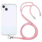 For iPhone 13 mini Lanyard Transparent TPU Phone Case (Pink)
