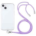 For iPhone 13 mini Lanyard Transparent TPU Phone Case (Purple)