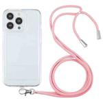 For iPhone 13 Pro Lanyard Transparent TPU Phone Case (Pink)