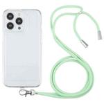 For iPhone 13 Pro Lanyard Transparent TPU Phone Case (Green)