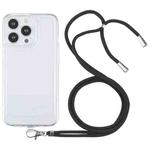 For iPhone 13 Pro Max Lanyard Transparent TPU Phone Case (Black)