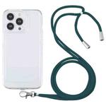 For iPhone 13 Pro Max Lanyard Transparent TPU Phone Case (Deep Green)