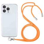 For iPhone 13 Pro Max Lanyard Transparent TPU Phone Case (Orange)