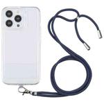 For iPhone 13 Pro Max Lanyard Transparent TPU Phone Case (Navy Blue)