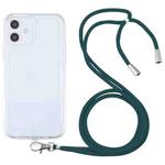 For iPhone 12 mini Lanyard Transparent TPU Phone Case (Deep Green)