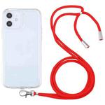 For iPhone 12 mini Lanyard Transparent TPU Phone Case (Red)