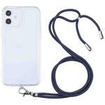 For iPhone 12 Lanyard Transparent TPU Phone Case(Navy Blue)