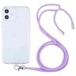 For iPhone 12 Lanyard Transparent TPU Phone Case(Purple)