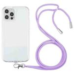 Lanyard Transparent TPU Phone Case For iPhone 12 Pro(Purple)