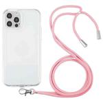 For iPhone 12 Pro Max Lanyard Transparent TPU Phone Case(Pink)