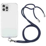 For iPhone 11 Pro Max Lanyard Transparent TPU Phone Case (Navy Blue)
