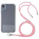 For iPhone XR Lanyard Transparent TPU Phone Case(Pink)