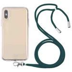 For iPhone XS Max Lanyard Transparent TPU Phone Case(Deep Green)