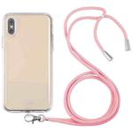 For iPhone XS Max Lanyard Transparent TPU Phone Case(Pink)