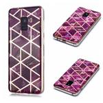 For Galaxy A8 (2018) Plating Marble Pattern Soft TPU Protective Case(Purple)