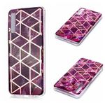 For Galaxy A7 (2018) Plating Marble Pattern Soft TPU Protective Case(Purple)