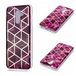 For Galaxy A6+ (2018) Plating Marble Pattern Soft TPU Protective Case(Purple)