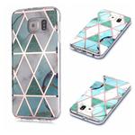 For Galaxy S6 edge Plating Marble Pattern Soft TPU Protective Case(Green White)