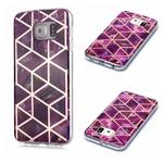 For Galaxy S6 edge Plating Marble Pattern Soft TPU Protective Case(Purple)