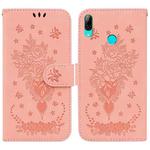 For Huawei P Smart 2019 / Honor 10 Lite Butterfly Rose Embossed Leather Phone Case(Pink)