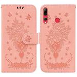 For Huawei P Smart+ 2019 / Enjoy 9s Butterfly Rose Embossed Leather Phone Case(Pink)