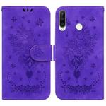 For Huawei P30 Lite / nova 4e Butterfly Rose Embossed Leather Phone Case(Purple)