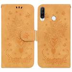 For Huawei P30 Lite / nova 4e Butterfly Rose Embossed Leather Phone Case(Yellow)