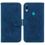 For Huawei Y6 2019 Butterfly Rose Embossed Leather Phone Case(Blue)