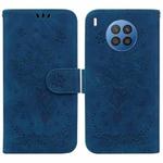 For Huawei nova 5i / Honor 50 Lite Butterfly Rose Embossed Leather Phone Case(Blue)