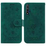 For Honor 20 / Huawei nova 5T Butterfly Rose Embossed Leather Phone Case(Green)