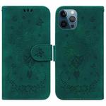 For iPhone 12 Pro Max Butterfly Rose Embossed Leather Phone Case(Green)